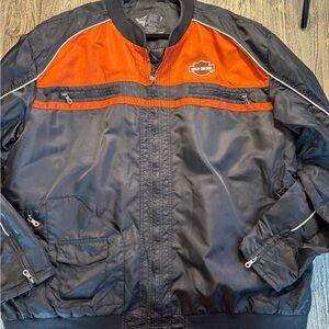 Harley-Davidson Men's Black and Orange Bomber Jacket
